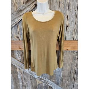 O thread & Co green long sleeve modal blend layering stretch top ^